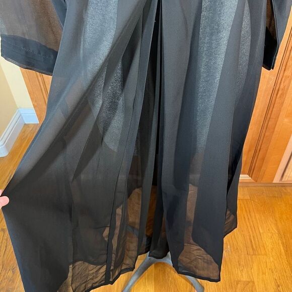 Sheer Unlined Dress with Rhinestone Brooches and Pearls Black Size 46 - Picture 9 of 12